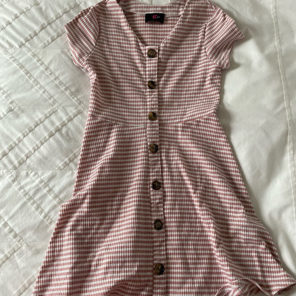 girls pink striped dress